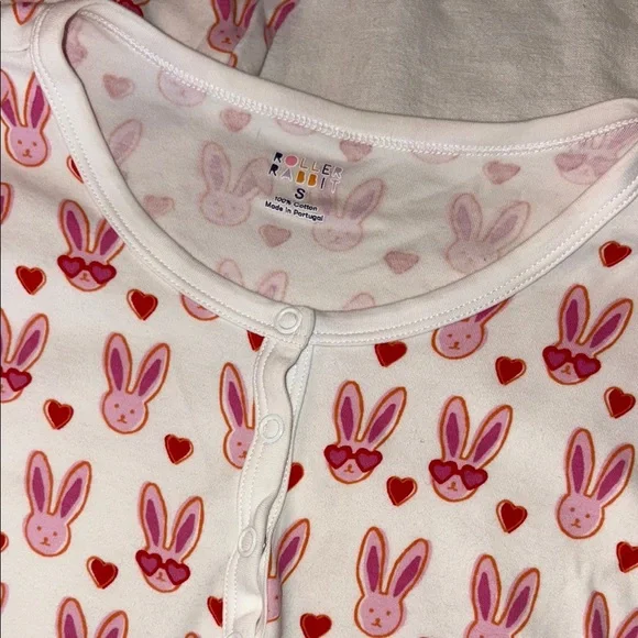 Roller Rabbit Lovestruck Bunny Long-sleeve Pajamas SIZE SMALL - Picture 6 of 6